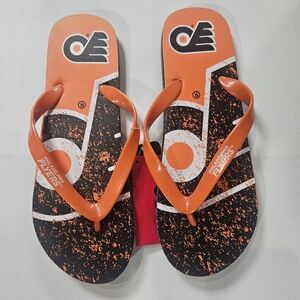 Foco Philadelphia Flyers Flip Flop Sandals Mens Medium Brown Orange NHL Official